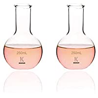 Los mejores  - KENZIUM - Pack 2 x Matraces Esféricos de Fondo Plano- de 250 ml | Vidrio Borosilicato 3.3- de Cuello Estrecho- Altamente…